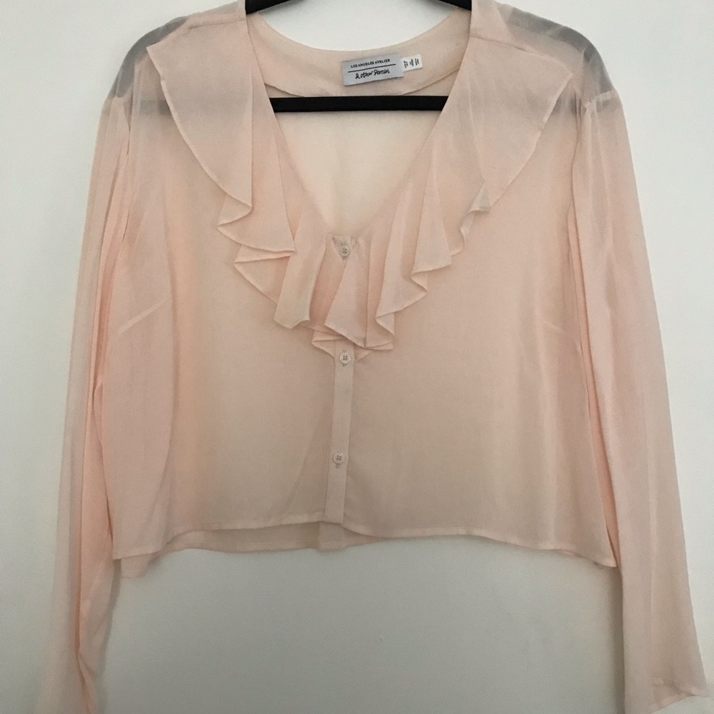 & other stories peach cropped blouse